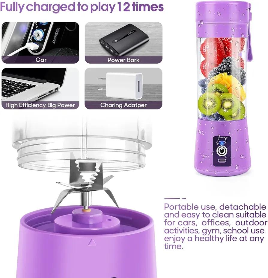 Purple Electric Juicer Blender 500ml ABS Plastic