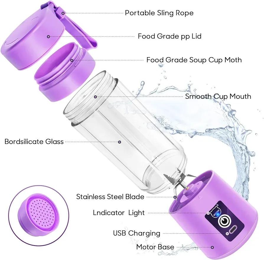 Purple Electric Juicer Blender 500ml ABS Plastic
